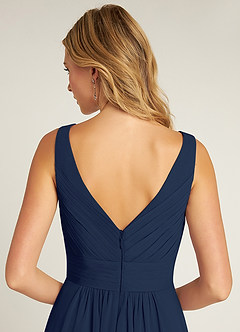 Azazie Pierrette Bridesmaid Dresses Dark Navy A-Line Pleated Chiffon Dress image6