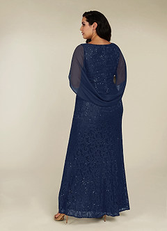 Azazie Lulu Mother of the Bride Dresses Dark Navy Mermaid V-Neck Sequins Chiffon Dress image3