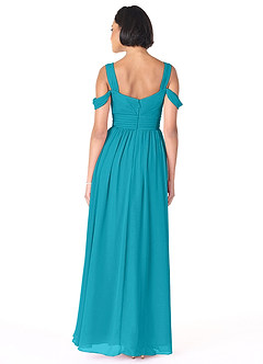 Azazie Lianne Bridesmaid Dresses Jade A-Line Off the Shoulder Chiffon Dress image4