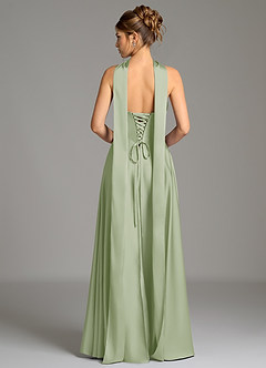 Azazie Ayla Abiti da Damigella Abito A-Line in Raso Elasticizzato Corsetto Verde Salvia image7