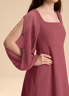 Azazie Bondi Junior Abito A-Line in Chiffon Blusa Merlot image8
