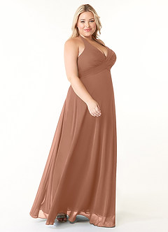 Azazie Tessie Bridesmaid Dresses Bronzer A-Line V-Neck Pleated Chiffon Dress image8