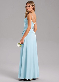 Azazie Azuree Robes de demoiselle d'honneur Robe Trapèze en Satin extensible Plissée Bleu Ciel image7