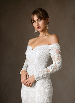 Azazie Empiria Wedding Dresses Diamond White Mermaid Sequins Tulle Dress image5