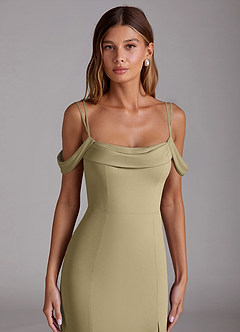 Azazie Callan Bridesmaid Dresses Moss Green Mermaid Pleated Chiffon Convertible Dress image4