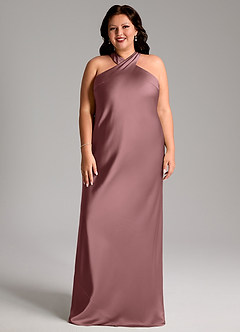 Azazie Doretta Bridesmaid Dresses Vintage Mauve Mermaid Pleated Stretch Satin Dress image6