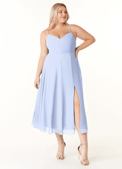 Azazie Clarissa Brautjungfernkleider A-Linie V-Hals Chiffon Kleid Eis image7