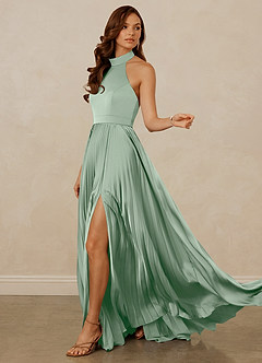 Christian Siriano Bridal for Azazie 1007 Bridesmaid Dresses Agave A-Line Pleated Stretch Satin Dress image5