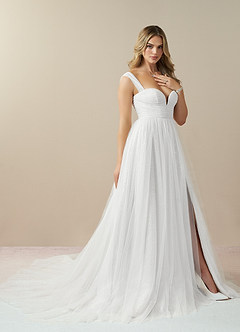 Azazie Maia Wedding Dresses Diamond White A-Line Off the Shoulder Tulle Dress image10