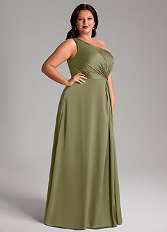 Azazie Brooke Jurken voor bruidsmeisjes Jurk van Stretch Satijn met A-Lijn One-Shoulder Pistache image10