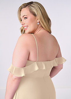 Barbie ♥ Azazie Jurken voor bruidsmeisjes Converteerbaar Jurk van Chiffon met A-Lijn Off the Shoulder Champagne image12