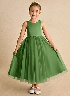 Azazie Solia Robe Demoiselle D'honneur Fillette Robe Princesse en Tulle Arc Basilic image2