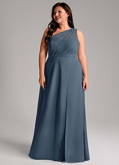 Azazie Phaedra Bridesmaid Dresses Neptune A-Line One Shoulder Chiffon Dress image14