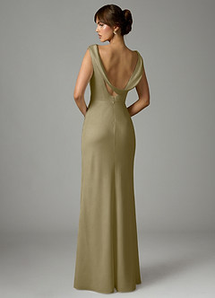 Azazie Kieryn Robes de demoiselle d'honneur Robe Sirène en Satin extensible Plissée Vert Mousse image5