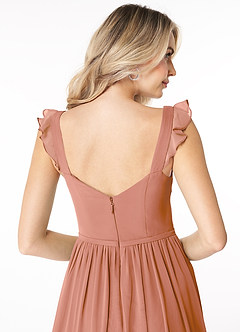 Azazie Stassie Vente finale Robe Trapèze en Mousseline de soie Décolleté froncé Mai Tai image6