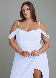 Azazie Johana Brautjungfernkleider Wandelbar Meerjungfrau-Linie Schulterfrei Chiffon Kleid Lavendel image10