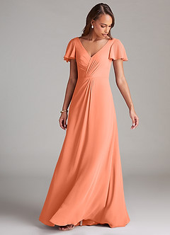 Azazie Soren Bridesmaid Dresses Sunset A-Line Ruched Chiffon Dress image5