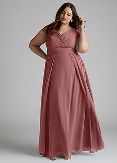 Azazie Organa Bridesmaid Dresses Desert Rose A-Line Pleated Chiffon Dress image8