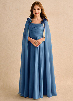 Azazie Rosita Girls Formal Sukienki dla dziewczynek sypiących kwiaty Linia A Pofałdowany Matowy satynowy Długość podłogi Sukienka image5