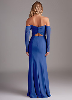 Azazie Hallie Bridesmaid Dresses Royal Blue Mermaid Long Sleeve Chiffon Dress image8