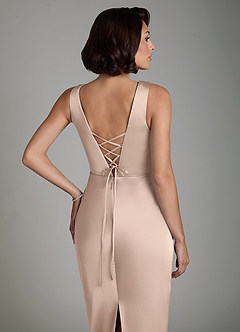 Azazie Vanya Bridesmaid Dresses English Rose Sheath Corset Stretch Satin Dress image4