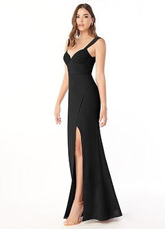 Azazie Audre Bridesmaid Dresses Black Mermaid Pleated Chiffon Dress image3