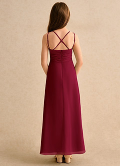 Azazie Zaida Junior Formal Flower Girl Dresses Burgundy A-Line Pleated Chiffon Dress image2