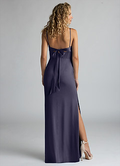 Azazie Mai Bridesmaid Dresses Stormy Sheath Pleated Stretch Satin Dress image2