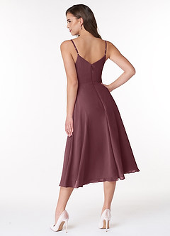 Azazie Clarissa Bridesmaid Dresses Sangria A-Line V-Neck Chiffon Dress image2