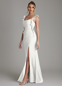 Azazie Jessamine Bridesmaid Dresses White Mermaid Corset Chiffon Dress image5