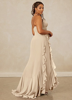 Christian Siriano Bridal for Azazie 1006 Bridesmaid Dresses Champagne Mermaid Ruched Chiffon Dress image9