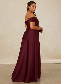Christian Siriano Bridal for Azazie 1002 Bridesmaid Dresses Cabernet A-Line Off the Shoulder Stretch Satin Convertible Dress image15