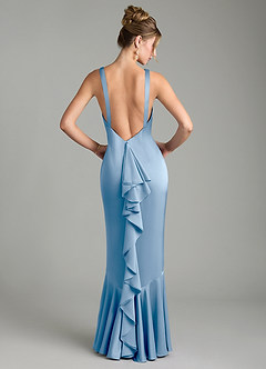 Azazie Tamera Brautjungfernkleider Meerjungfrau-Linie Plissee Stretch-Satin Kleid Puderblau image1