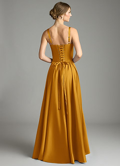 Azazie Evadina Suknie dla druhen Linia A Gorset Satyna elastyczna Do ziemi Sukienka image2