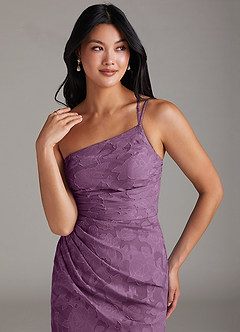 Azazie Eren Jurken voor bruidsmeisjes Jurk van Bloemen Burn-out met Kolom One-Shoulder Blauweregen image5