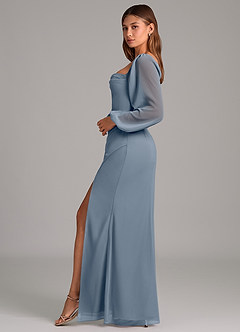 Azazie Brixley Bridesmaid Dresses Twilight Mermaid Long Sleeve Chiffon Dress image3