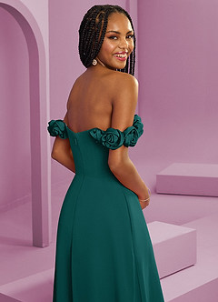 Barbie ♥ Azazie Bridesmaid Dresses Peacock A-Line Off the Shoulder Chiffon Convertible Dress image2