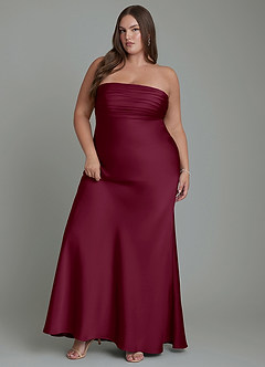 Azazie Saylor Bridesmaid Dresses Mulberry Mermaid Strapless Stretch Satin Dress image11