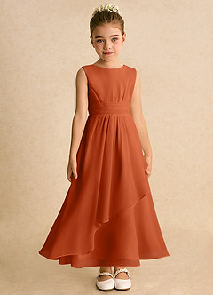 Azazie Edelweiss Flower Girl Dresses Burnt Orange A-Line Pleated Chiffon Dress image4