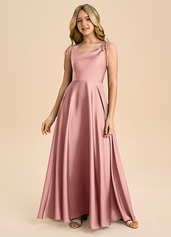 Azazie Popsy Junior Robe Trapèze en Satin extensible Arc Rosette image2