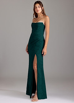 Azazie Leonis Robes de demoiselle d'honneur Robe Fourreau Convertible en Blumen-Burnout Sans bretelle Vert Pin image5