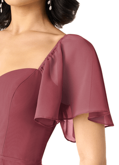 Azazie Chloe Abiti da Damigella Abito A-Line in Chiffon Scollo a Cuore Merlot image6