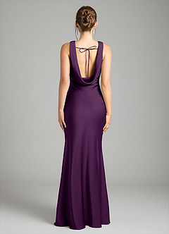 Azazie Rylina Bridesmaid Dresses Grape Mermaid Stretch Satin Dress image2