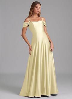 Azazie Seriana Suknie dla druhen Linia A Zza ramienia Satyna elastyczna Do ziemi Sukienka image6