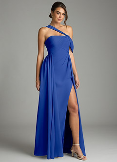 Azazie Kassandra Brautjungfernkleider A-Linie Schulterfrei Chiffon Kleid Königsblau image5