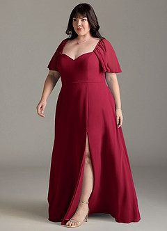 Azazie Chloe Bridesmaid Dresses Burgundy A-Line Sweetheart Neckline Chiffon Dress image11
