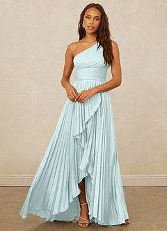 Christian Siriano Bridal for Azazie 1008 Robes de demoiselle d'honneur Robe Trapèze en Satin extensible Ue épaule Verre De Mer image5