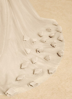 Azazie Lorita Flower Girl Dresses Champagne A-Line Beaded Tulle Dress image9