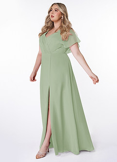 Azazie Rylee Bridesmaid Dresses Dusty Sage A-Line Pleated Chiffon Dress image8