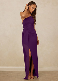 Christian Siriano Bridal for Azazie 1003 Brautjungfernkleider Etui One-Shoulder Chiffon Kleid Traube image3